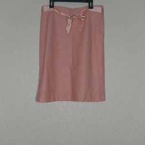 Liquid Wool Blend Skirt With Ribbon Tie At The Waist Pink Size 8 Preppy Feminine
